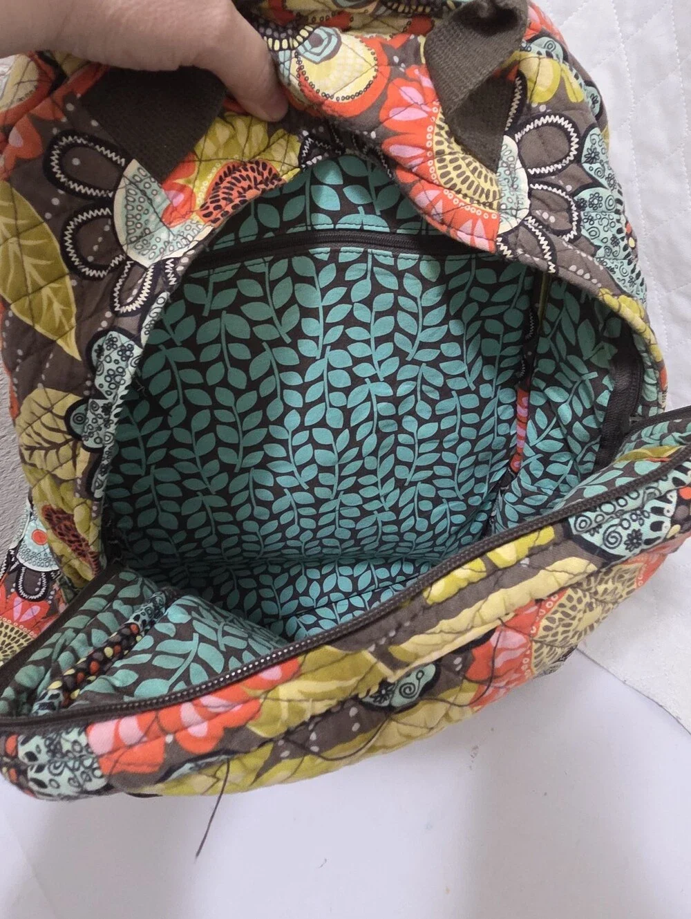 Vera Bradley Backpack Flower Shower Print Quilted Retired Rare - Picture 4 of 5